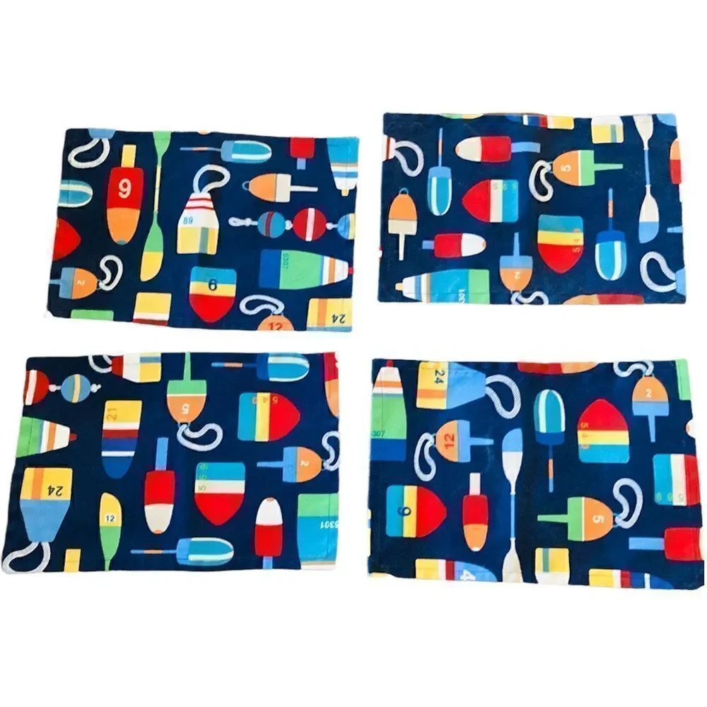 Seaside Fishing Floats Placemats Set of 4 Colorful Ocean Bobbers Table D…